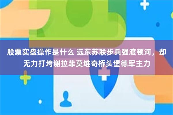 股票实盘操作是什么 远东苏联步兵强渡顿河，却无力打垮谢拉菲莫维奇桥头堡德军主力