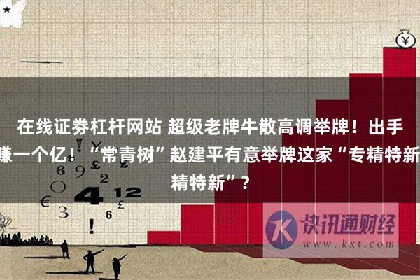 在线证劵杠杆网站 超级老牌牛散高调举牌！出手爆赚一个亿！“常青树”赵建平有意举牌这家“专精特新”？