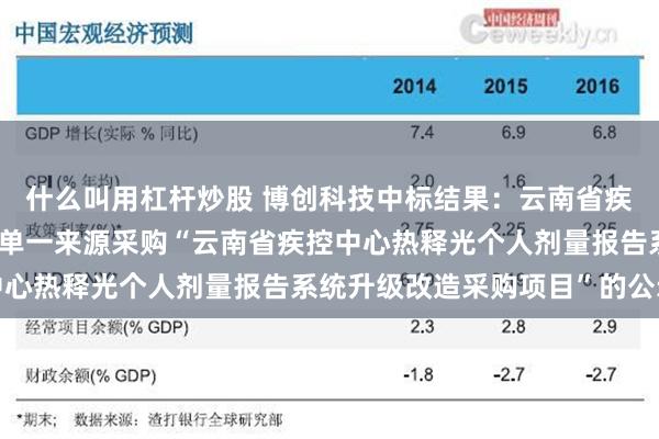 什么叫用杠杆炒股 博创科技中标结果：云南省疾病预防控制中心拟申请单一来源采购“云南省疾控中心热释光个人剂量报告系统升级改造采购项目”的公示