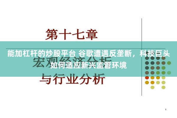 能加杠杆的炒股平台 谷歌遭遇反垄断，科技巨头如何适应新兴监管环境